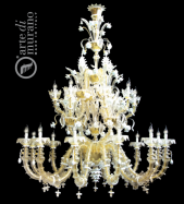 luxusn lustr z Murano skla prmr 150cm zlat, bl detaily