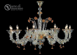 luxusn lustr z Murano skla prmr 150cm, vka 105cm krystal, jantarov 1 - www.glancshop.cz