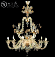 luxusn lustr z Murano skla prmr 130cm, vka 135cm k횝l, zlat 5 - www.glancshop.cz