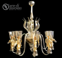 luxusn lustr z Murano skla prmr 95cm, vka 95cm zlat 21