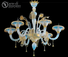 luxusn lustr z Murano skla prmr 85cm, vka 85cm modr 23