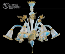 luxusn lustr z Murano skla prmr 90cm, vka 85cm modr 24