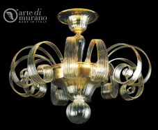 luxusn lustr z Murano skla prmr 60cm, vka 48cm jantar 32 - www.glancshop.cz
