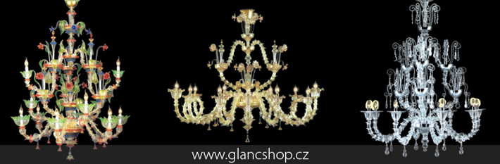 luxusn lustry z murano skla, www.glancshop.cz