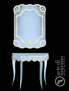 luxusn umleck zrcadlo z Murano skla 80x110cm se stolkem 3