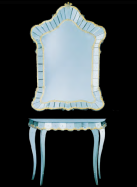 luxusn umleck zrcadlo z Murano skla 100x143cm se stolkem 