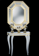 luxusn umleck zrcadlo z Murano skla 80x100cm se stolkem 