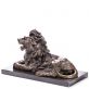 bronzov socha na mramorovm podstavci Lev 37 - pohled 1 - www.glancshop.cz