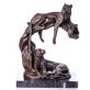 bronzov socha na mramorovm podstavci Leopardi 56 - pohled 1 - www.glancshop.cz
