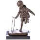 bronzov socha na mramorovm podstavci Chlapec s kruhem 102 - pohled 1 - www.glancshop.cz