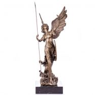 bronzov socha na mramorovm podstavci archandl Uriel 66 - pohled 1 - www.glancshop.cz
