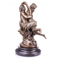 bronzov socha na mramorovm podstavci Satyr a Nymfa 114 - pohled 1 - www.glancshop.cz