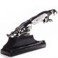 bronzov� pochromovan� socha na mramorov�m podstavci 82 - pohled 2 - www.glancshop.cz
