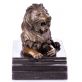 bronzov� socha lva na mramorov�m podstavci 85 - pohled 2 - www.glancshop.cz