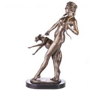 bronzov� Art Deco socha Diana na mramorov�m podstavci 101